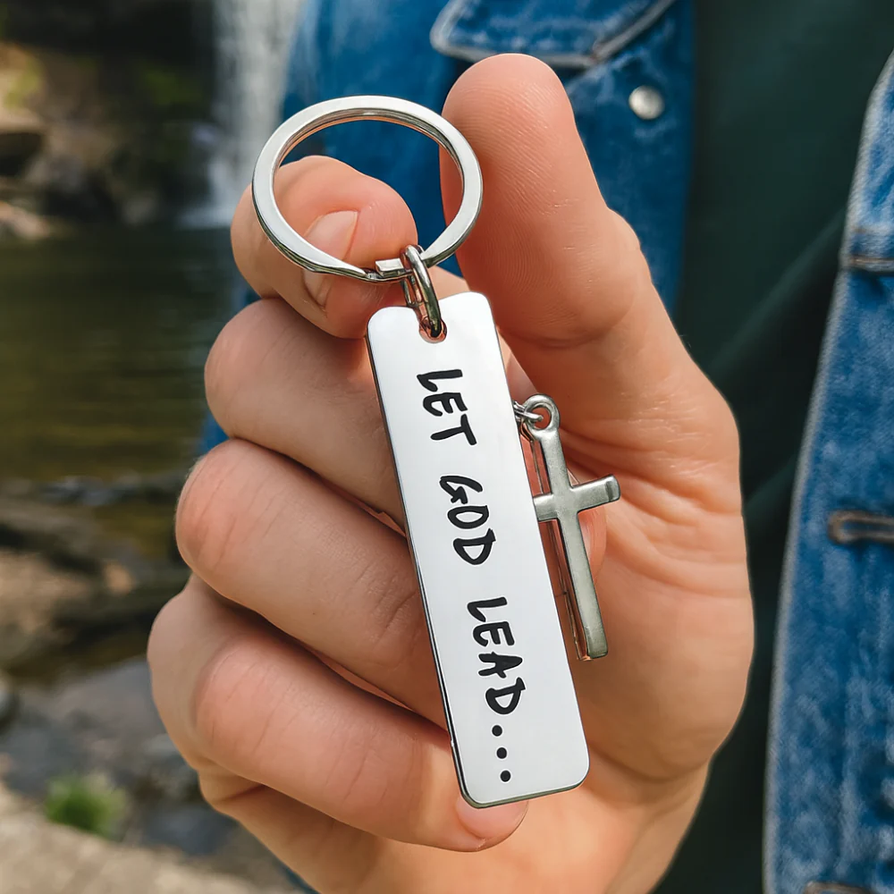 Let God Lead Cross Keychain - Image 4