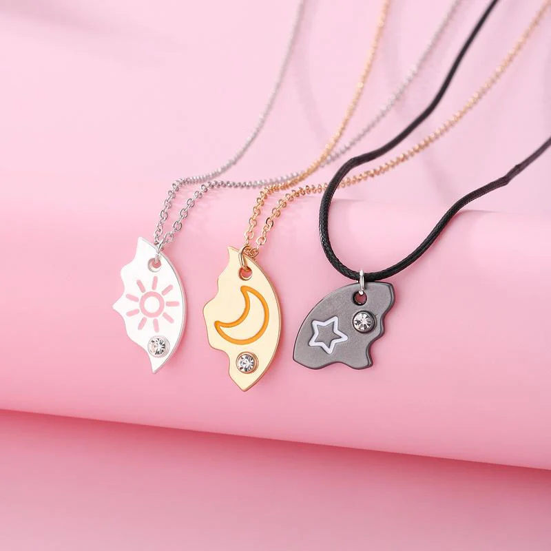 Magnetic Rhinestone Star, Moon & Sun Necklaces (3pc) - Image 2