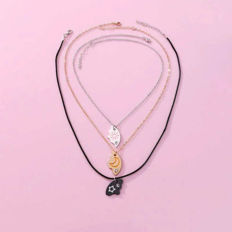 Magnetic Rhinestone Star, Moon & Sun Necklaces (3pc) - Image 4